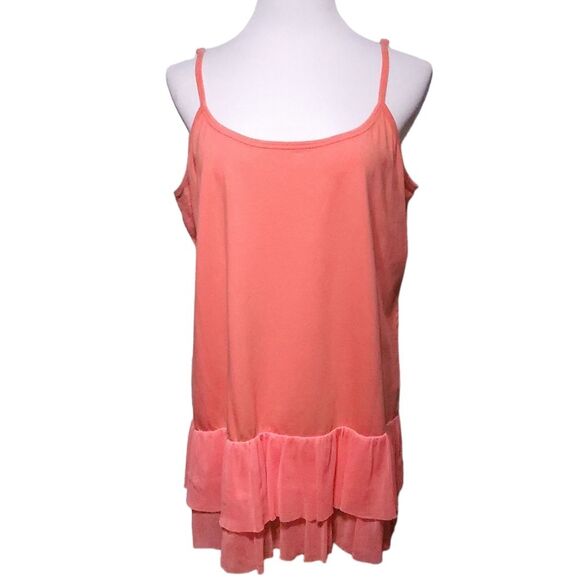 Soft Surroundings Linen Top Tunic Women 1X Orange 2 Piece Cami Fish Net Lay - Picture 4 of 12